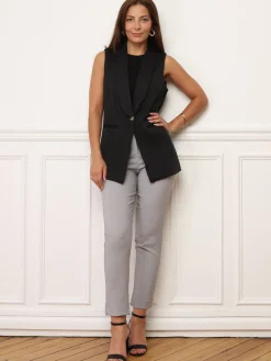 Outlet La Modeuse Veste sans manches Noir