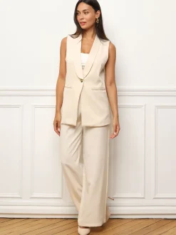Outlet La Modeuse Veste sans manches Beige