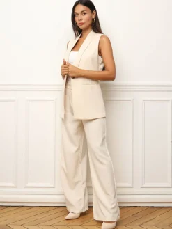 Outlet La Modeuse Veste sans manches Beige