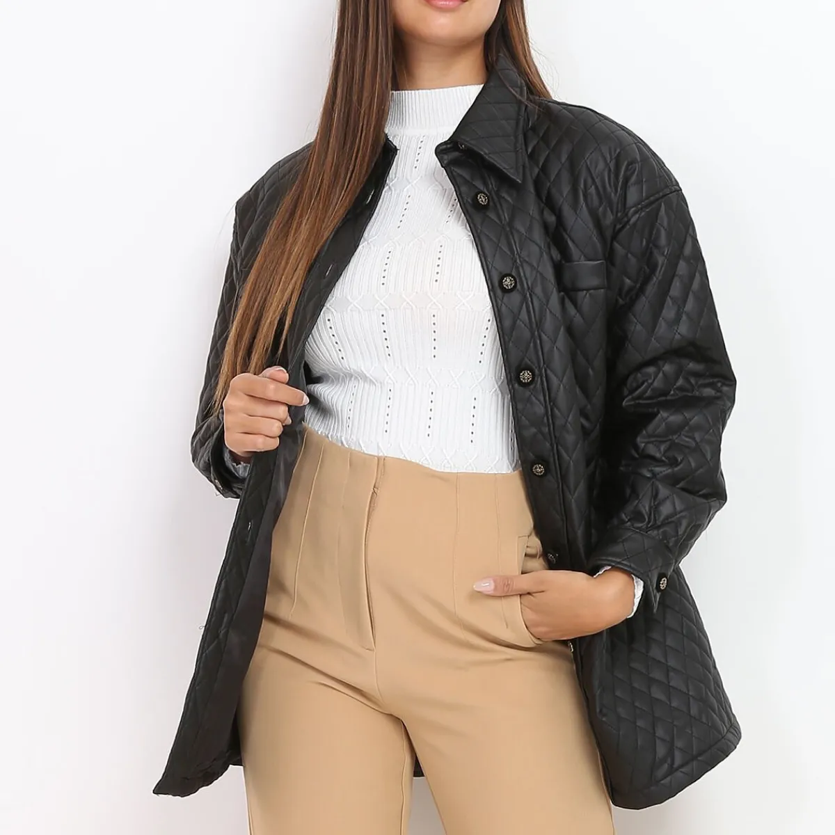 Best La Modeuse Veste surchemise matelassée Noir