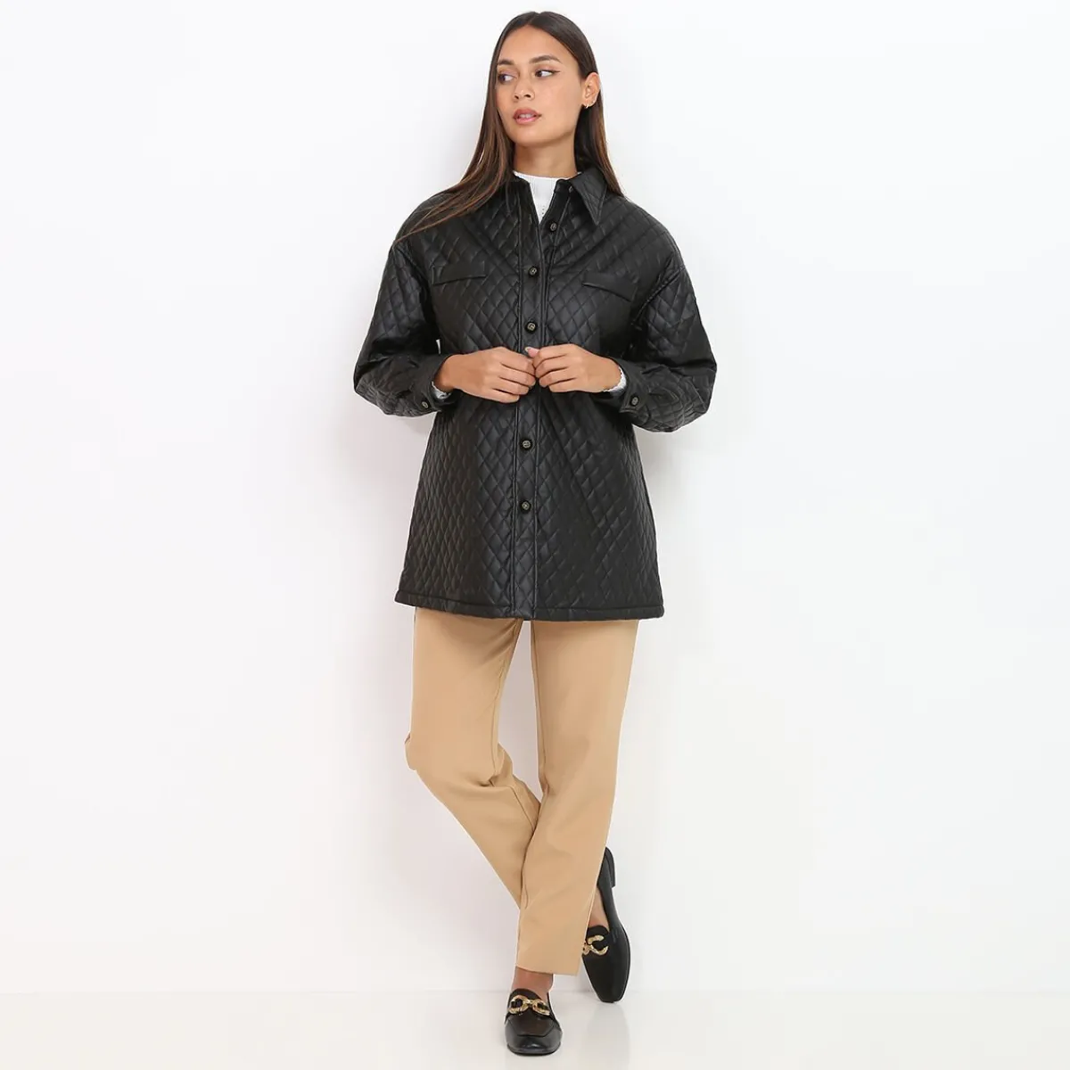 Best La Modeuse Veste surchemise matelassée Noir