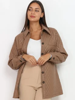 Best La Modeuse Veste surchemise matelassée Taupe