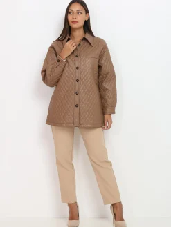 Best La Modeuse Veste surchemise matelassée Taupe