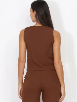Outlet La Modeuse Veston cintré à boutons Marron