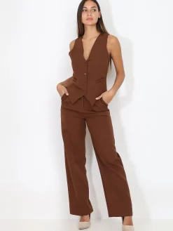 Outlet La Modeuse Veston cintré à boutons Marron