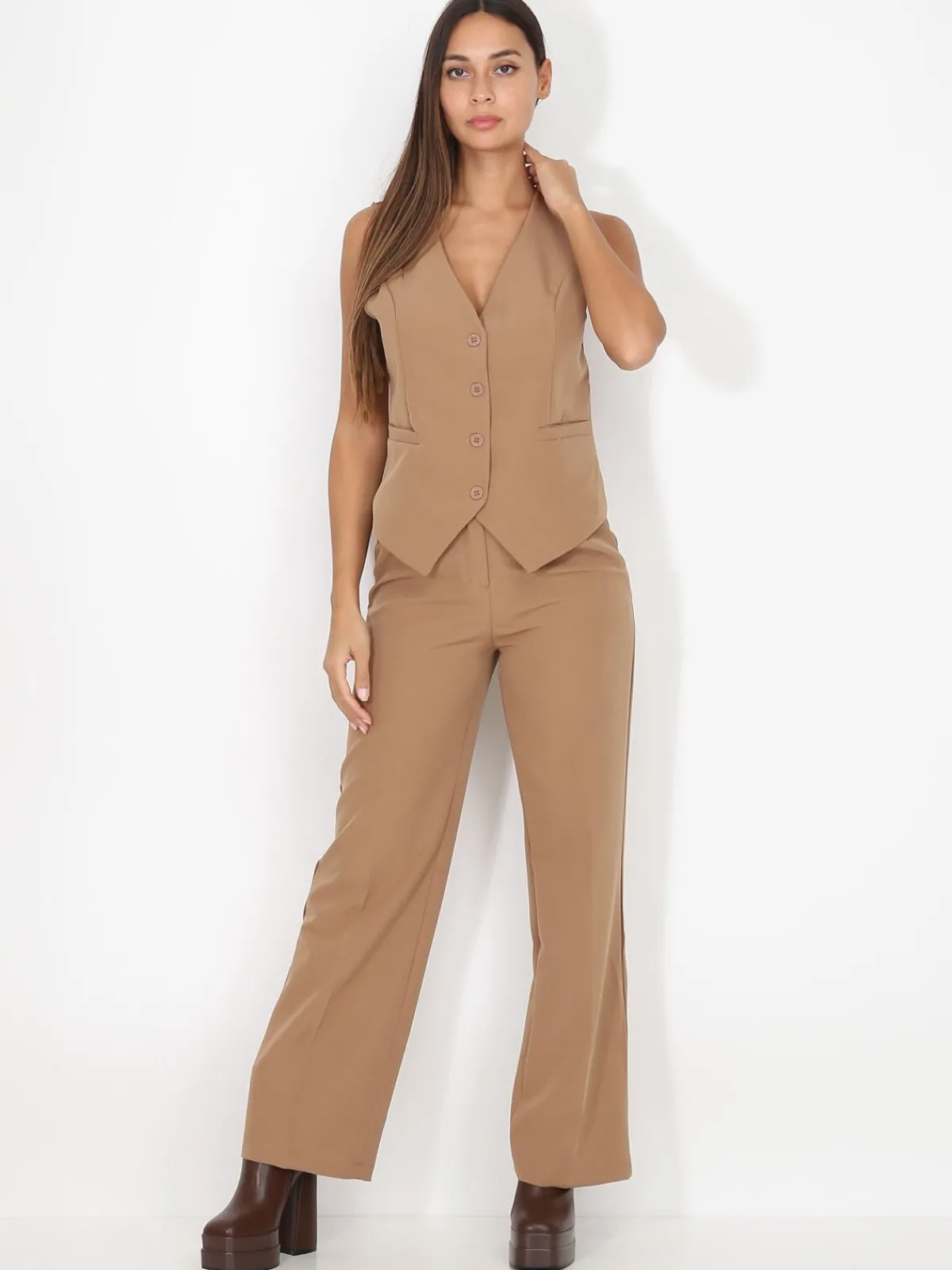 Clearance La Modeuse Veston cintré à boutons Camel
