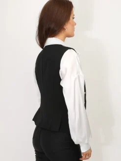Hot La Modeuse Veston cintré à boutons dorés Noir