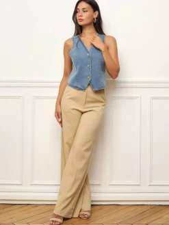 Hot La Modeuse Veston cintré en denim Bleu