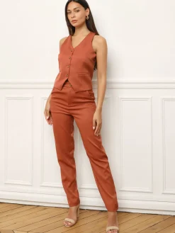 Hot La Modeuse Veston cintré et boutonné Terracotta