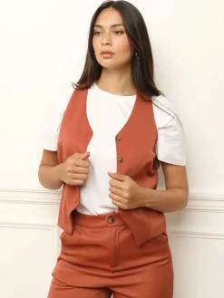 Hot La Modeuse Veston cintré et boutonné Terracotta