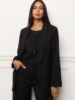 Outlet La Modeuse Veston court à boutons marbrés Noir