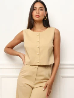 Discount La Modeuse Veston court à boutons marbrés Beige