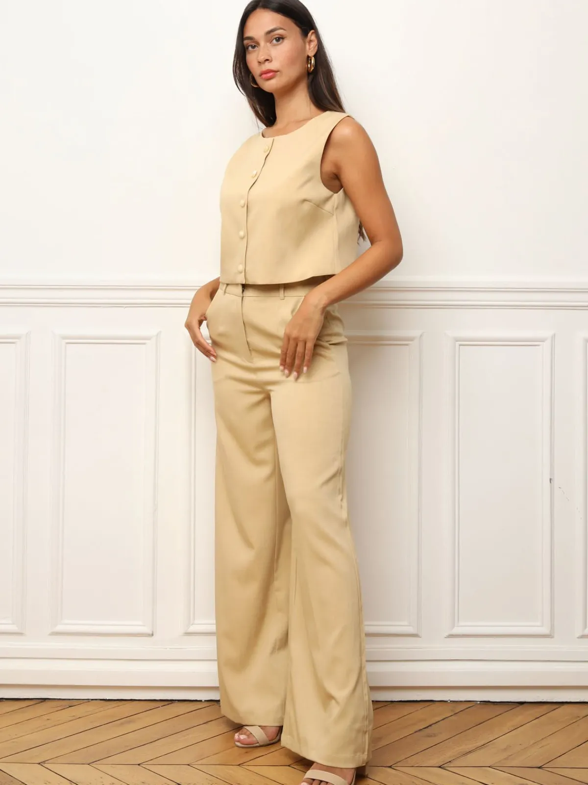 Discount La Modeuse Veston court à boutons marbrés Beige