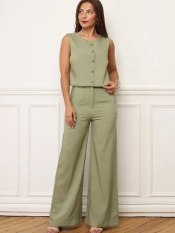 New La Modeuse Veston court à boutons marbrés VertOlive