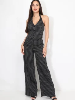 Online La Modeuse Veston dos nu à rayures Noir