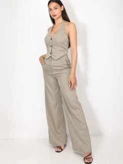 Best La Modeuse Veston dos nu à rayures Taupe
